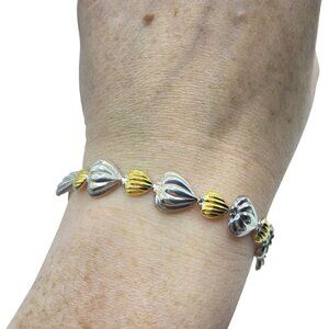 2 Tone Sterling Silver Made In Italy Ornate Bracelet 7in Signed IBB